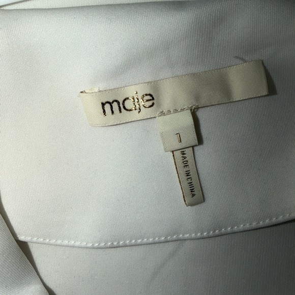 Maje Thelo Color-Blocked Neoprene Zip Track Jacket size 1/S black, white, cream - Picture 5 of 7